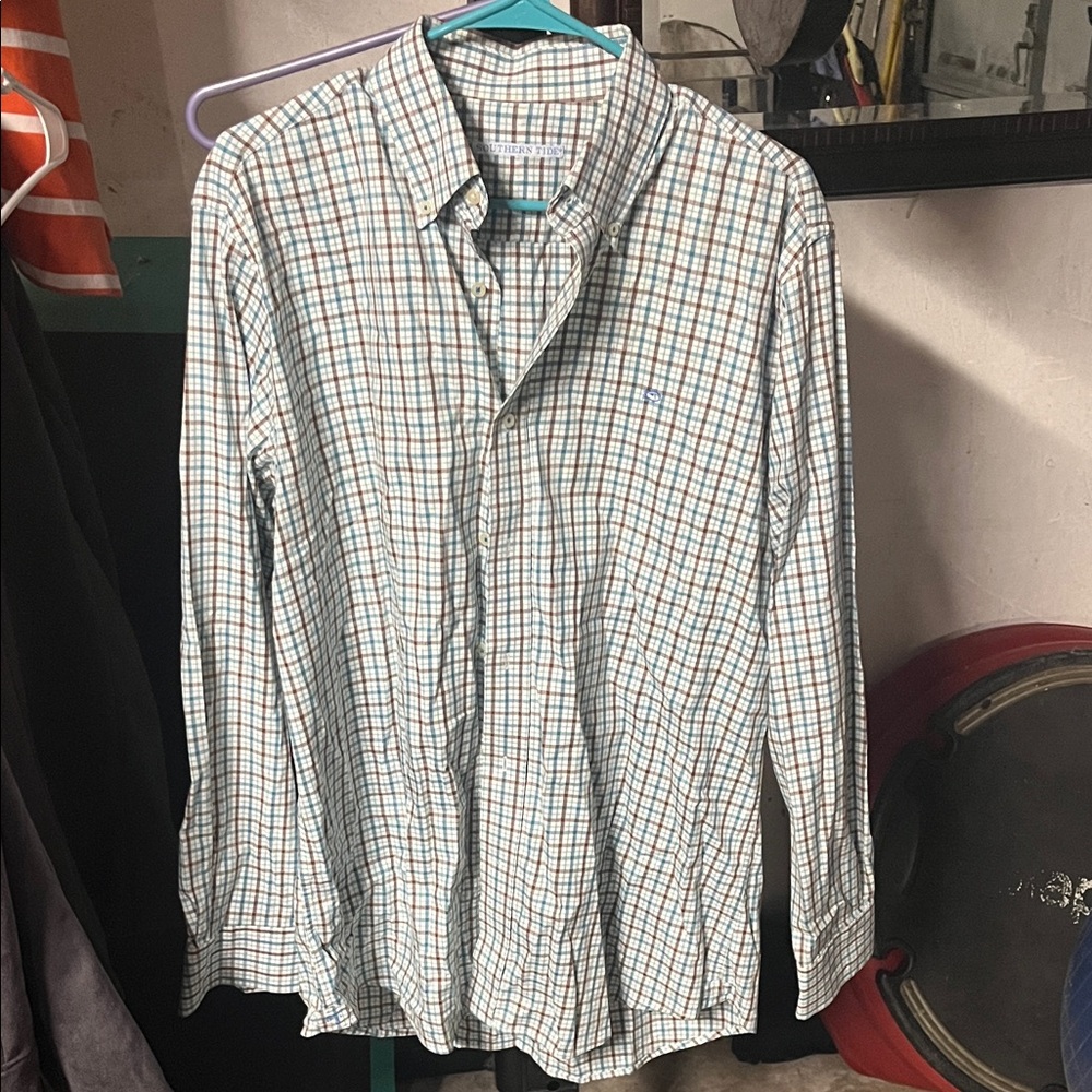 Southern Tide Men's Plaid Shirt - Blue and Brown